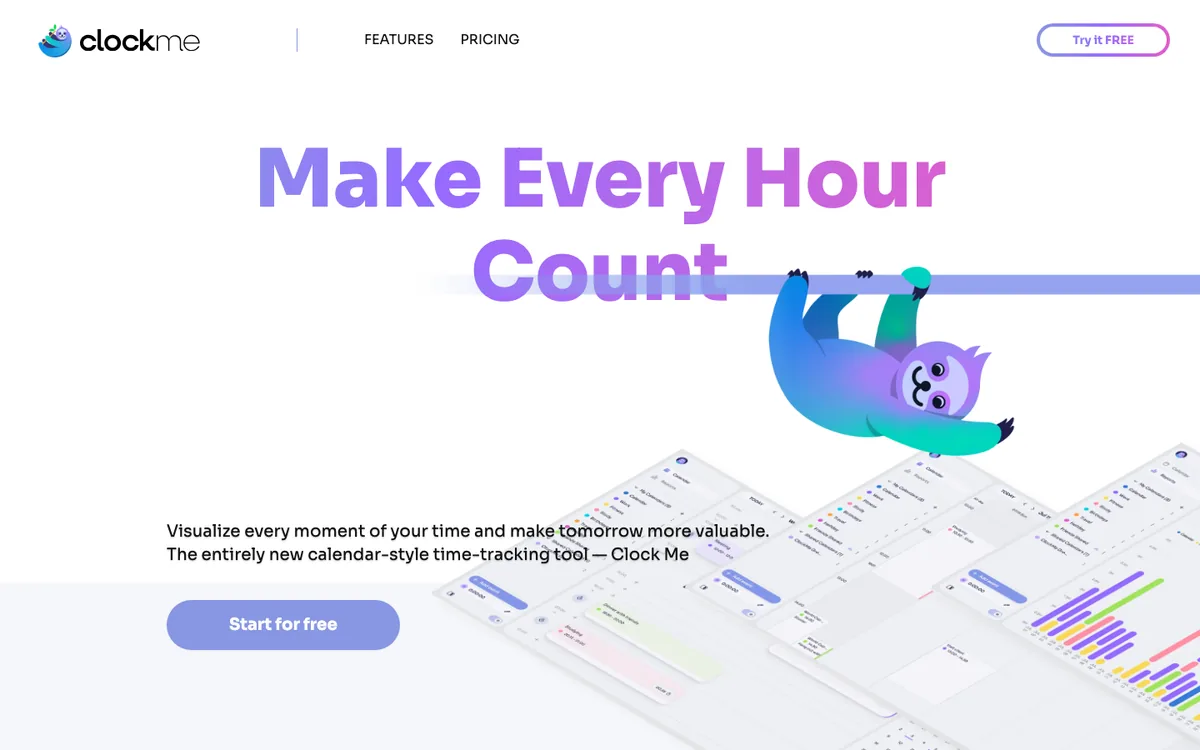 Clock Me landing page