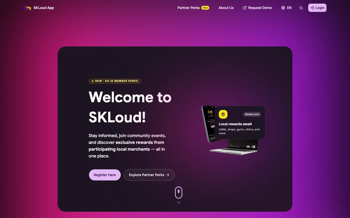 SKLoud App landing page